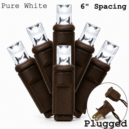 5MM 50L Light Set BALLED - 6" Brown Cord - PURE WHITE — view 1