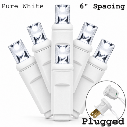 5MM 50L Light Set BALLED - 6" White Cord - PURE WHITE — view 1