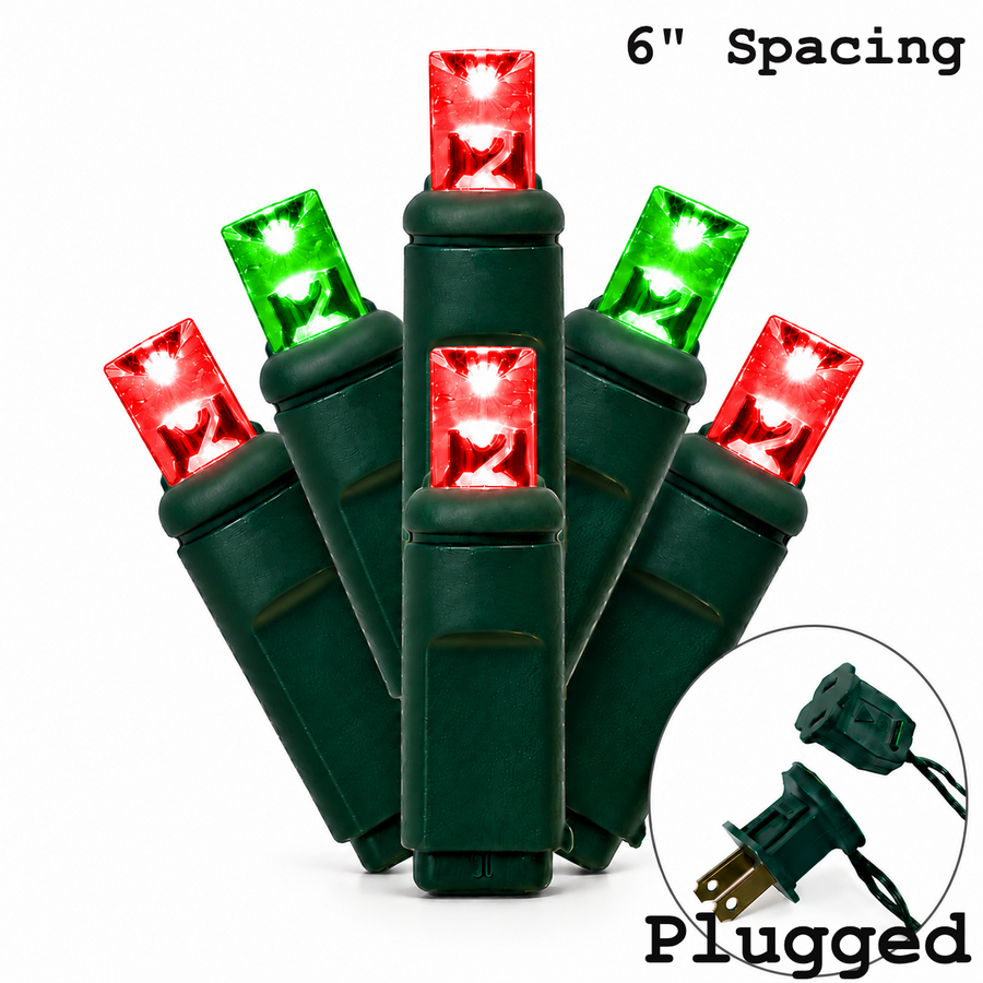 5MM 50L Light Set BALLED - 6" Green Cord - RED/GREEN