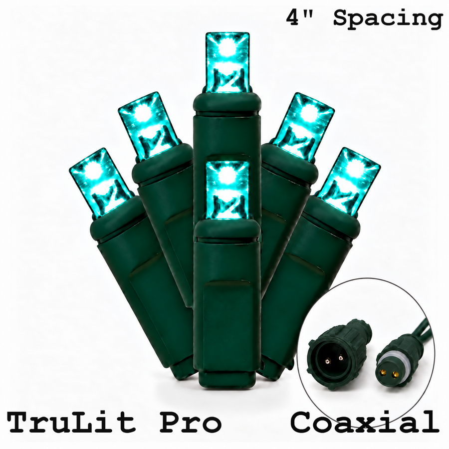 Teal TruLit Pro 5MM LED Light Set - 70 Lights - 4" Spacing - Green Wire