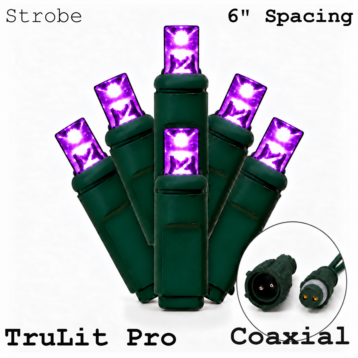 Purple TruLit Pro 5MM LED Light Set - 50 Lights - Strobe - 6" Spacing - Green Wire — view 1