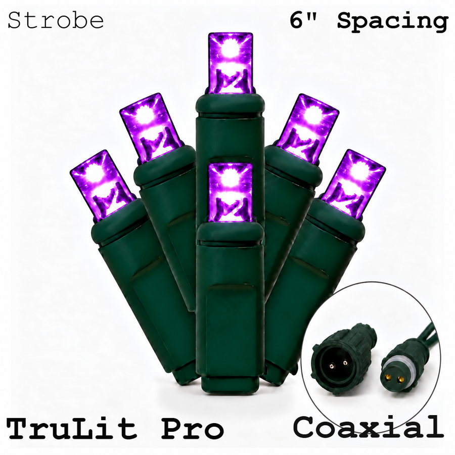 Purple TruLit Pro 5MM LED Light Set - 50 Lights - Strobe - 6" Spacing - Green Wire