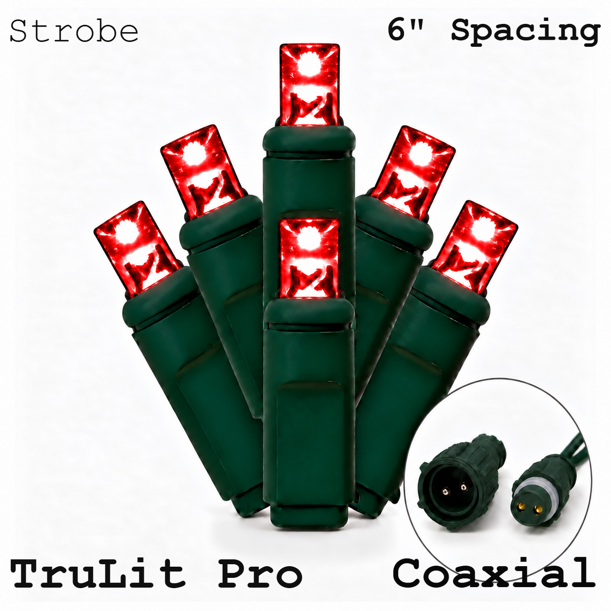 Red TruLit Pro 5MM LED Light Set - 50 Lights - Strobe - 6" Spacing - Green Wire — view 1