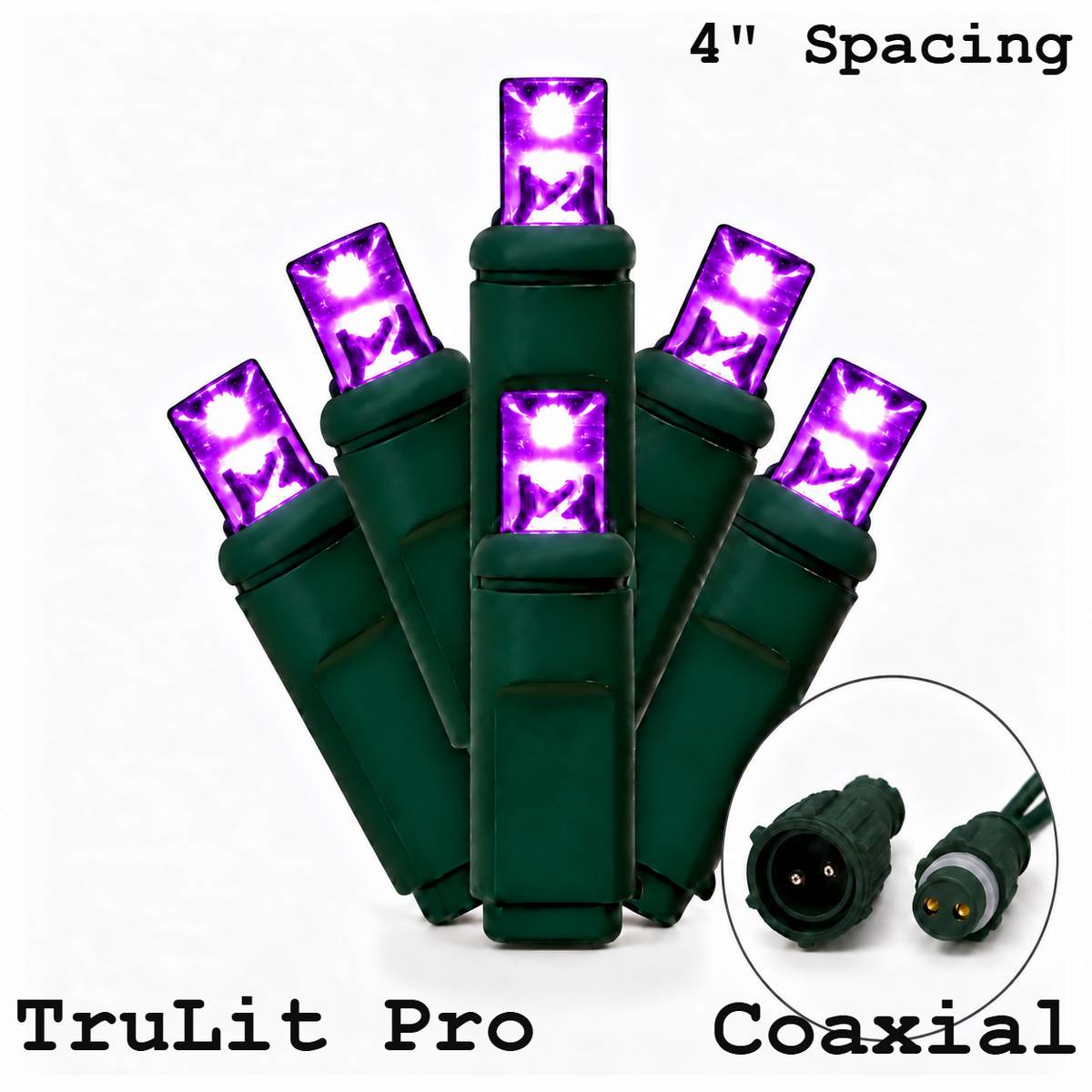 Purple TruLit Pro 5MM LED Light Set - 70 Lights - 4" Spacing - Green Wire — view 1