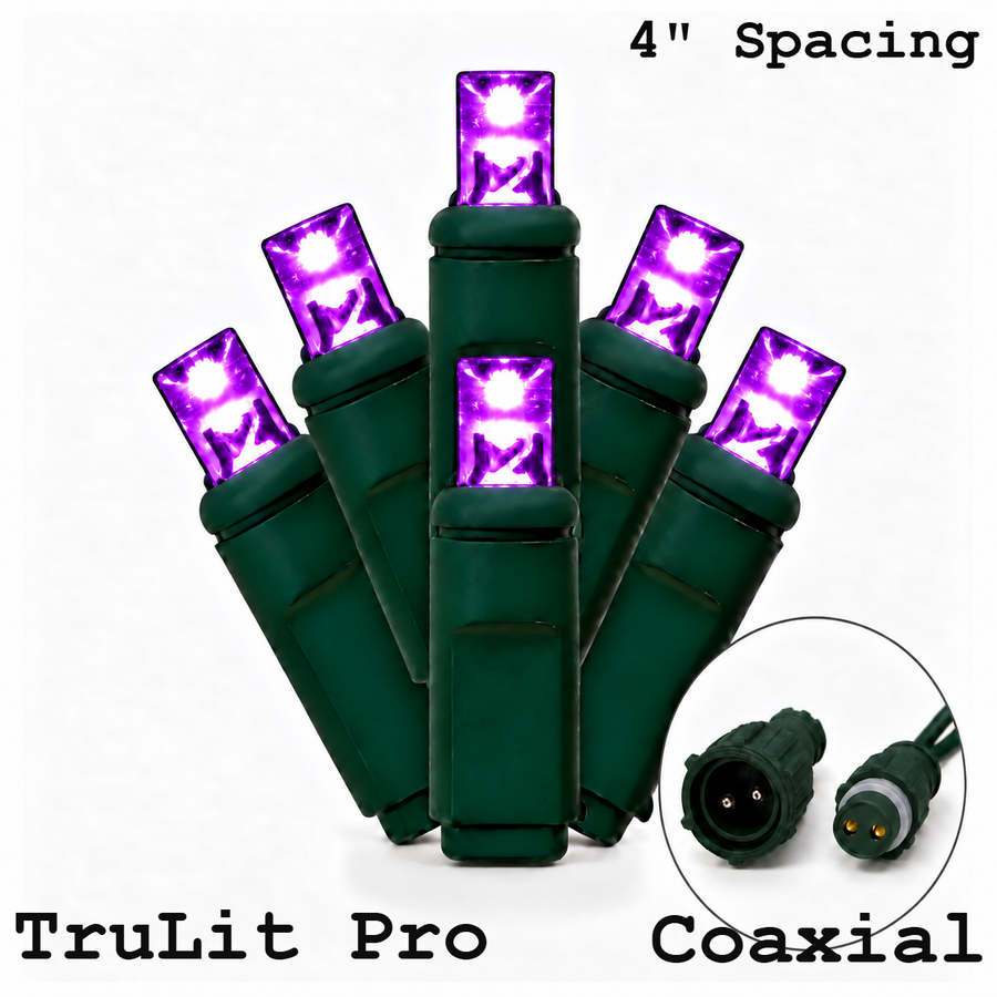 Purple TruLit Pro 5MM LED Light Set - 70 Lights - 4" Spacing - Green Wire
