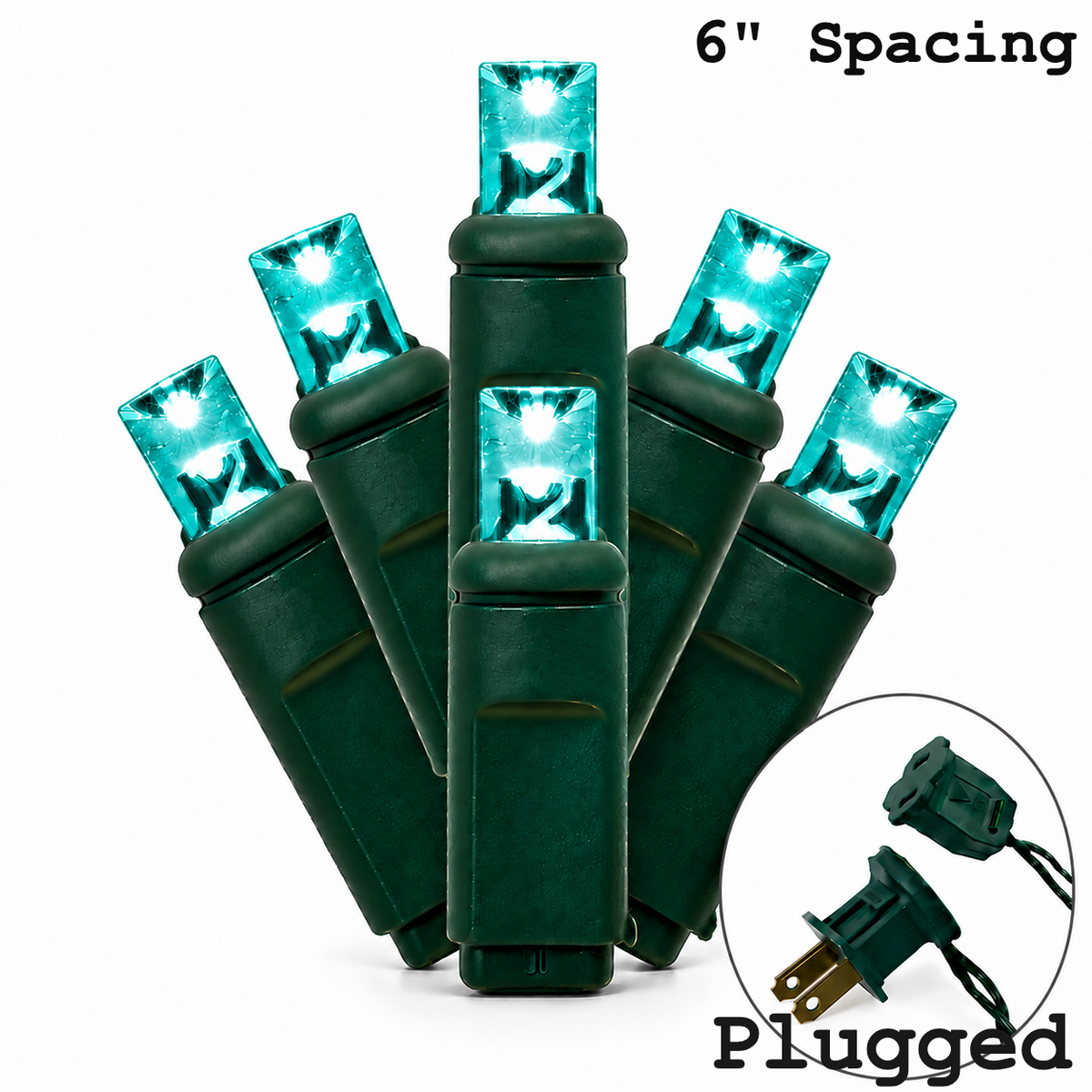 Teal 5MM LED Light Set - 50 Lights - 6" Spacing - Green Wire — view 1