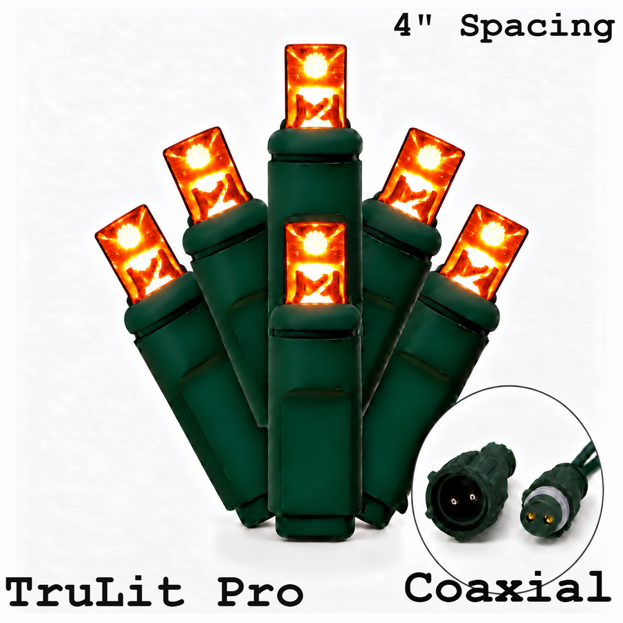 Orange TruLit Pro 5MM LED Light Set - 70 Lights - 4" Spacing - Green Wire