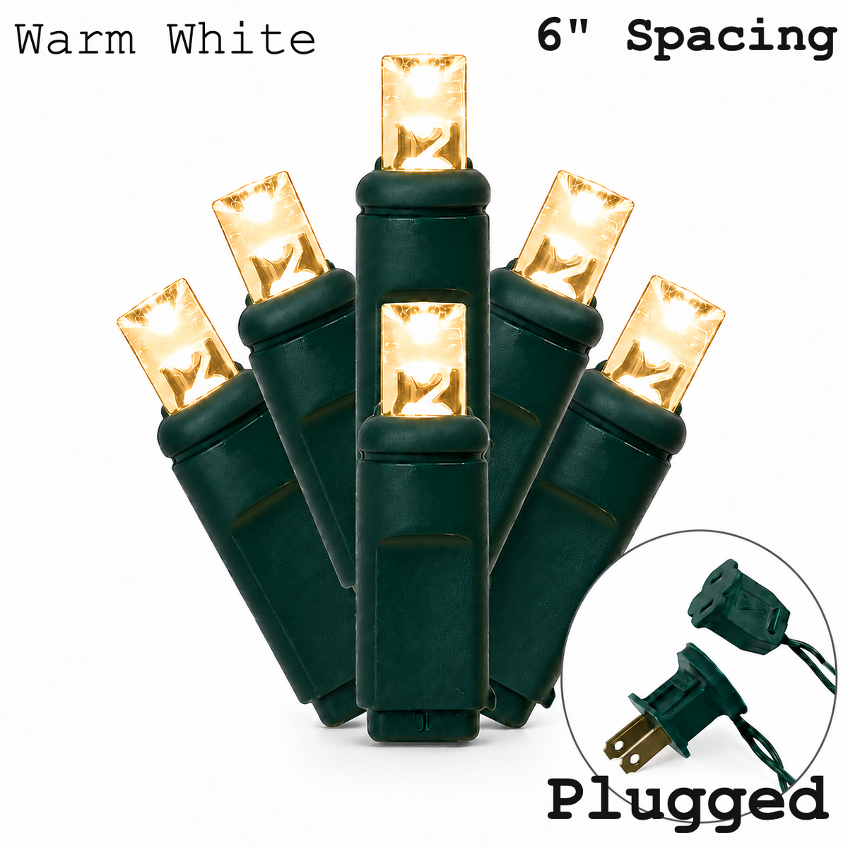 5MM 50L Light Set BALLED - 6" Green Cord - WARM WHITE — view 1