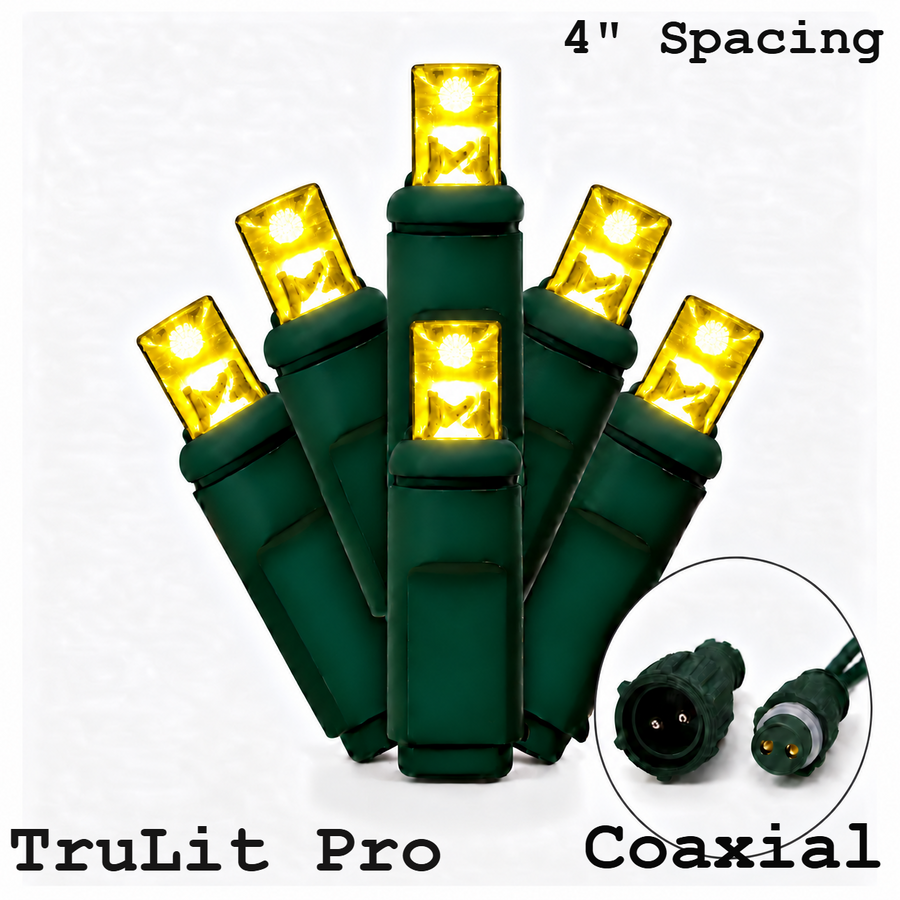 Yellow TruLit Pro 5MM LED Light Set - 70 Lights - 4" Spacing - Green Wire