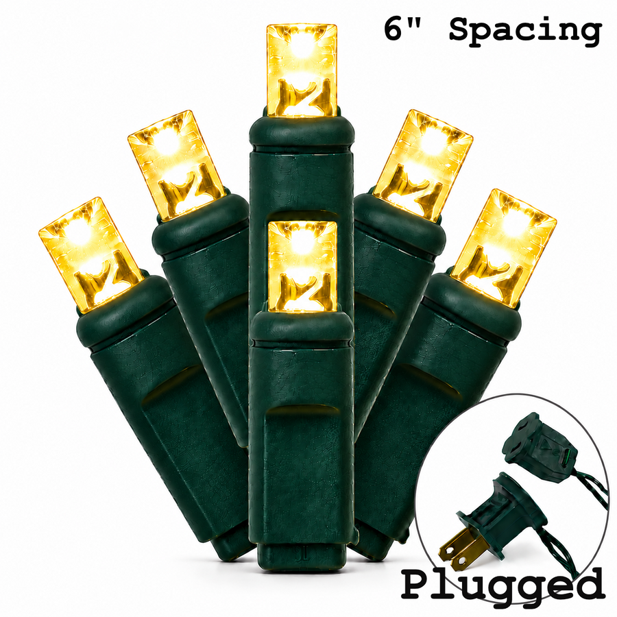 5MM 50L Light Set BALLED - 6" Green Cord - YELLOW