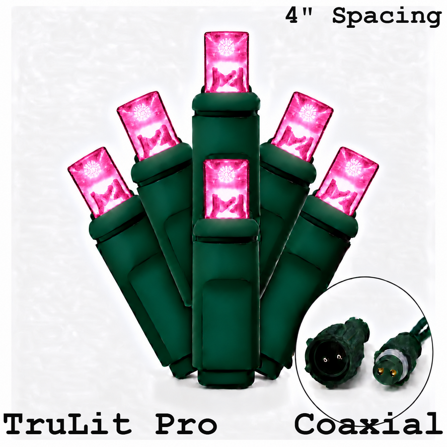 Pink TruLit Pro 5MM LED Light Set - 70 Lights - 4" Spacing - Green Wire