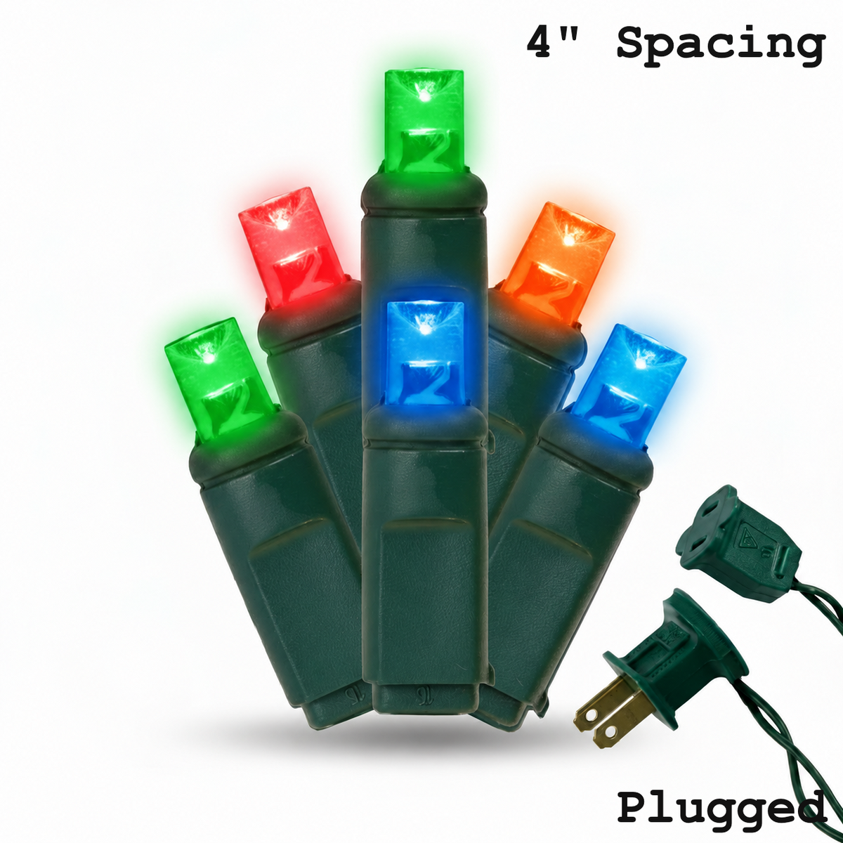 Multicolor 5MM LED Light Set - 70 Lights - 4" Spacing - Green Wire — view 1