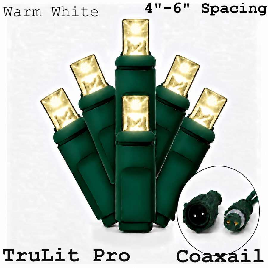 Warm White TruLit Pro 5MM LED Light Set - 50 Lights - 4-6" Spacing - Green Wire Warm White- 50 Ct - 4-6"- Green