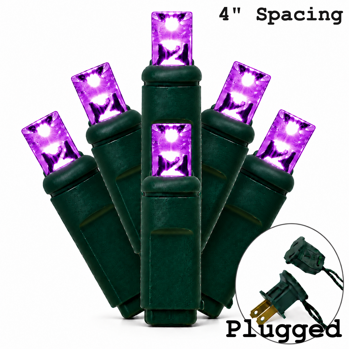 Purple 5MM LED Light Set - 70 Lights - 4" Spacing - Green Wire — view 1