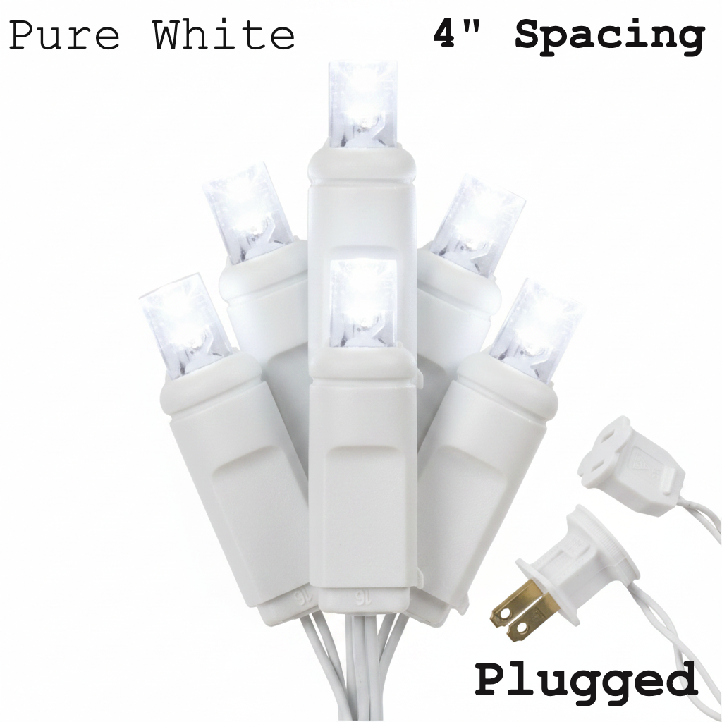 Pure White 5MM LED Light Set - 70 Lights - 4" Spacing - White Wire — view 1