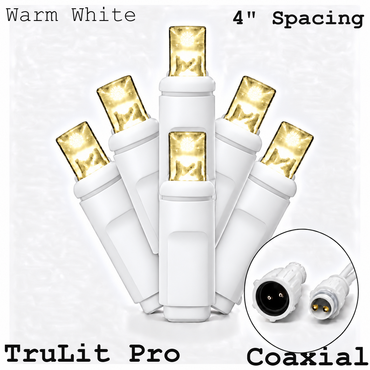 Warm White TruLit Pro 5MM LED Light Set - 70 Lights - 4" Spacing - White Wire — view 1