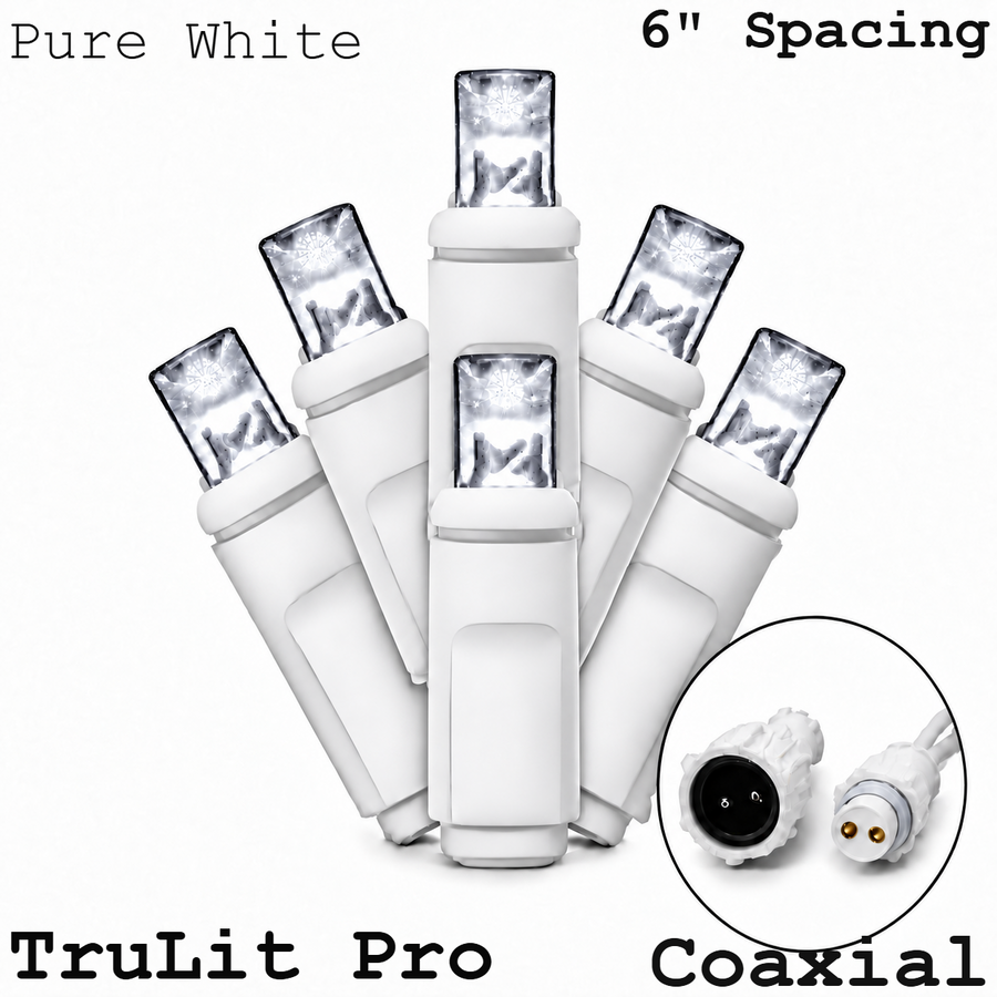 Pure White TruLit Pro 5MM LED Light Set - 50 Lights - 6" Spacing - White Wire Pure White- 50 Ct - 6"- White