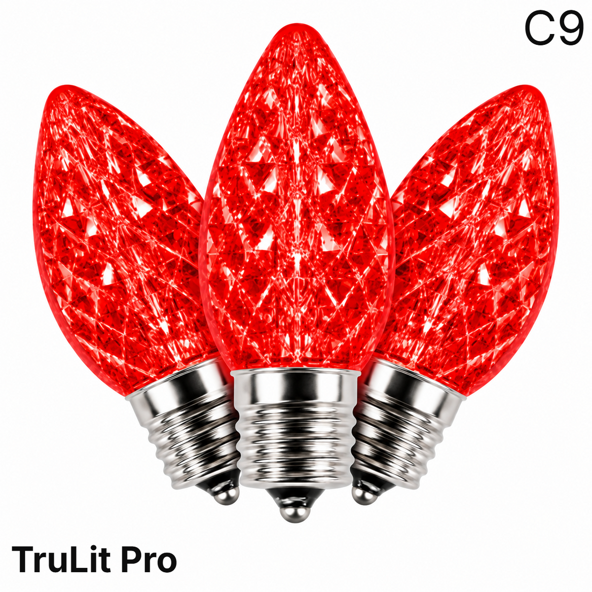 Red LED C9 - TruLit Pro Faceted Bulb - Steady — view 1