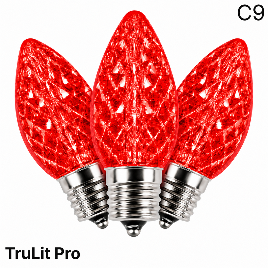 Red LED C9 - TruLit Pro Faceted Bulb - Steady Red