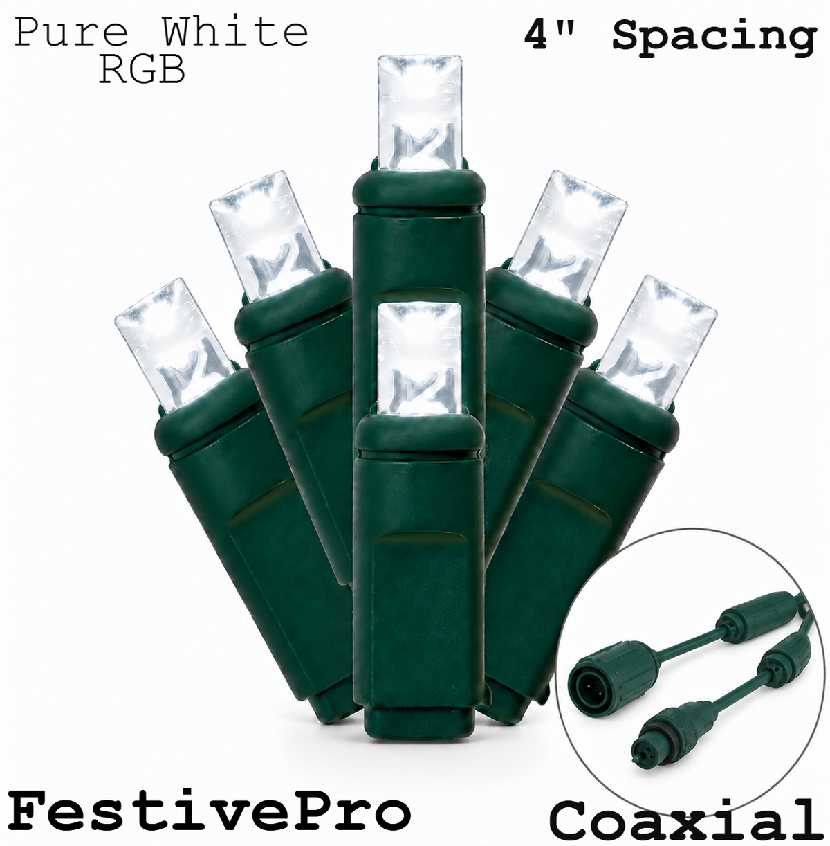 RGB/Pure White FestivePro RGBPW 5MM LED Light Set - 70 Lights - 4" Spacing - Green Wire — view 1