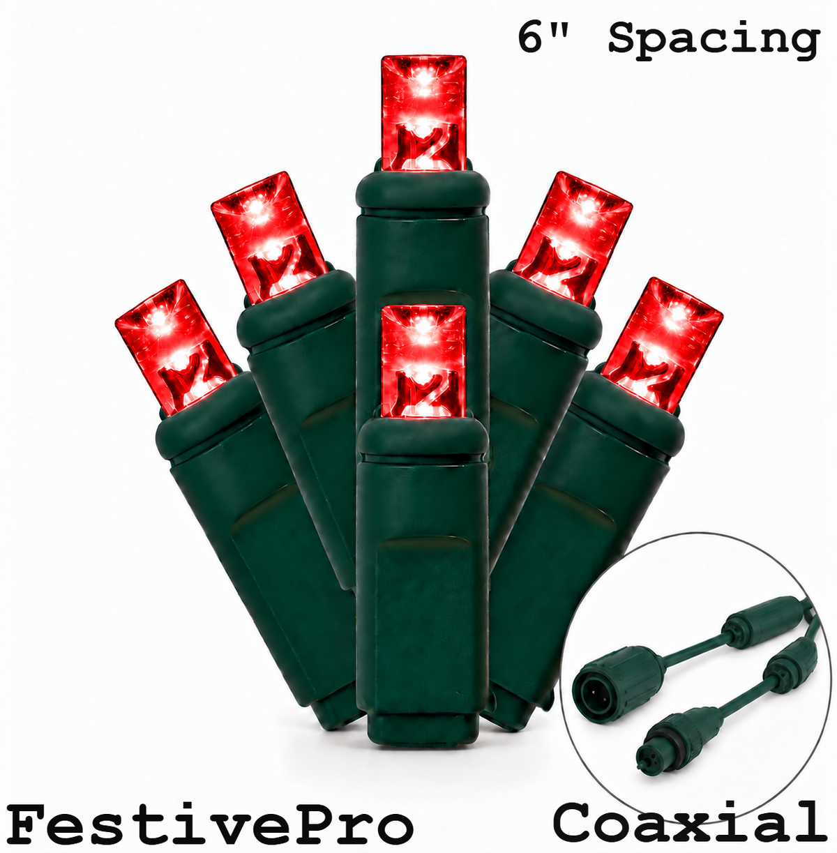 Red FestivePro 5MM LED Light Set - 50 Lights - 6" Spacing - Green Wire — view 1