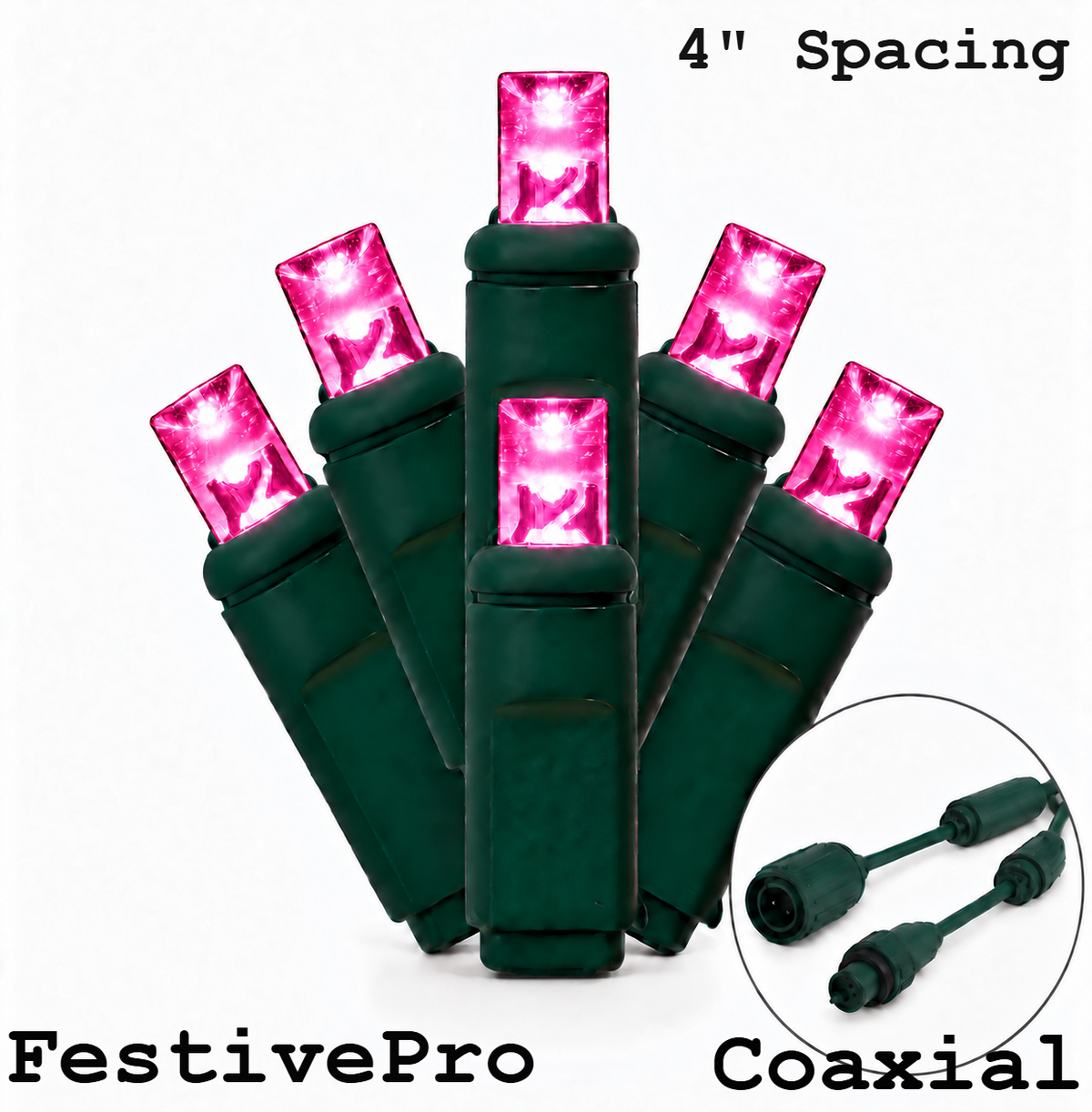 Pink FestivePro 5MM LED Light Set - 70 Lights - 4" Spacing - Green Wire — view 1