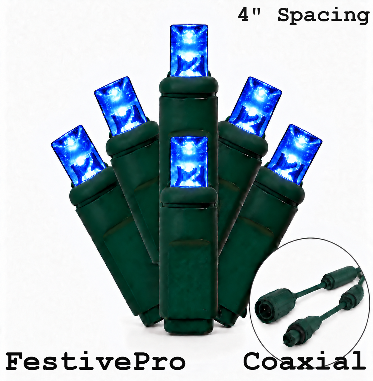 Blue FestivePro 5MM LED Light Set - 70 Lights - 4" Spacing - Green Wire — view 1