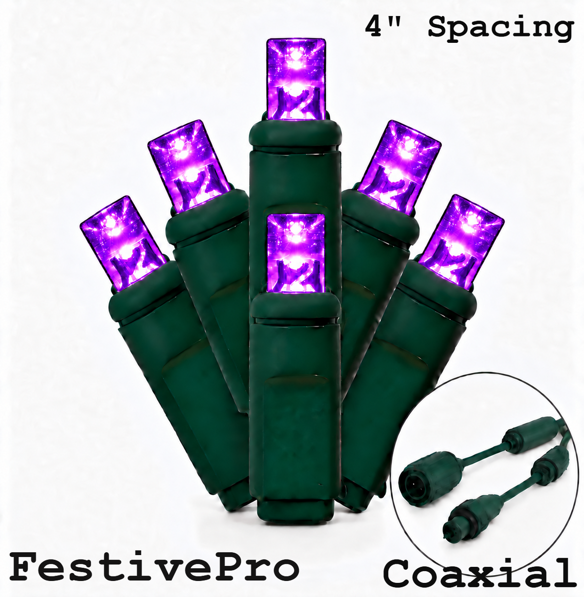 Purple FestivePro 5MM LED Light Set - 70 Lights - 4" Spacing - Green Wire — view 1