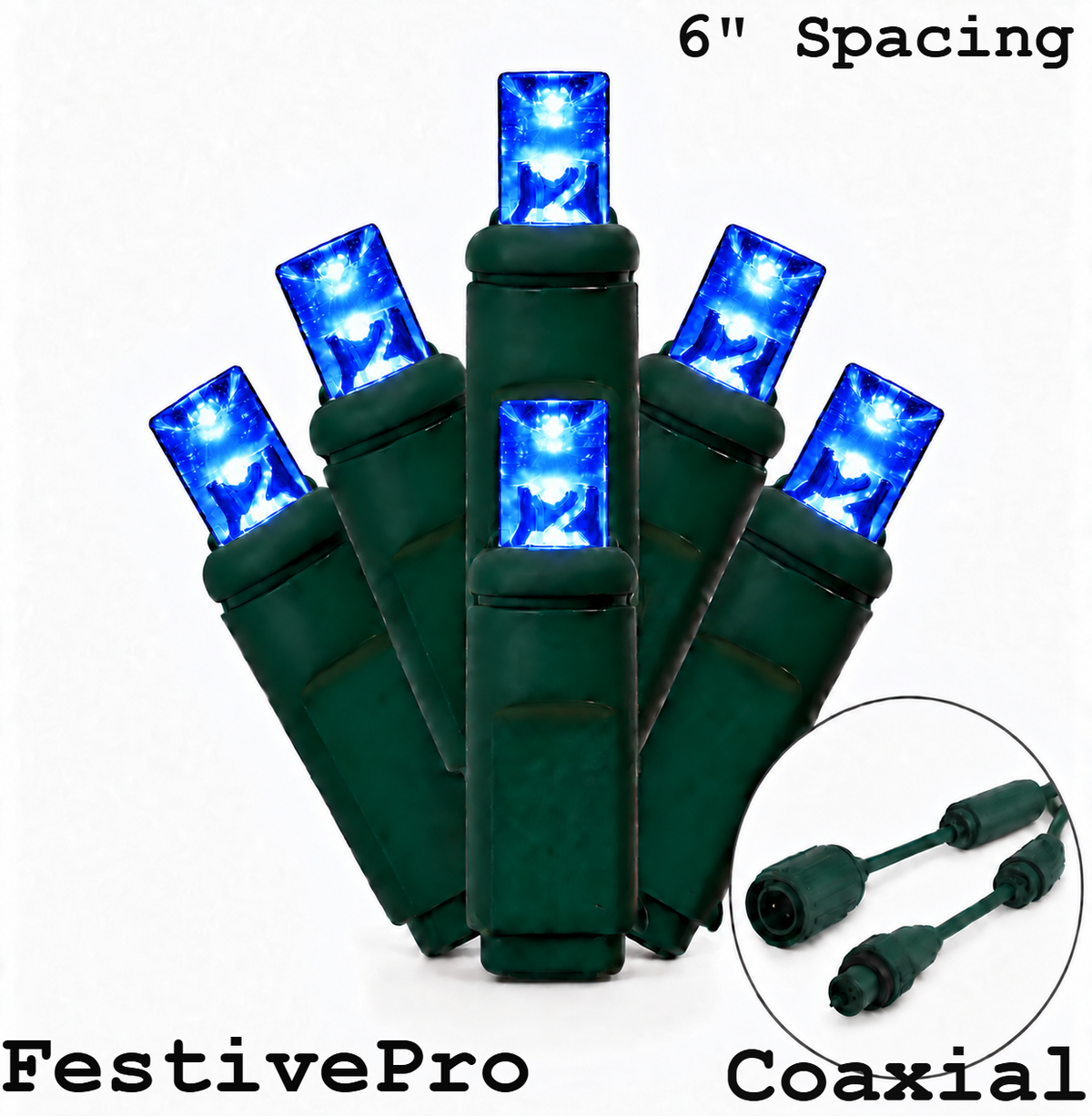 Blue FestivePro 5MM LED Light Set - 50 Lights - 6" Spacing - Green Wire — view 1