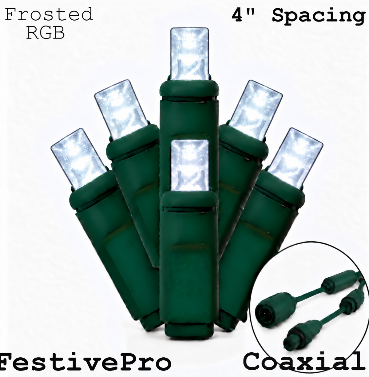 RGB Frosted FestivePro RGB 5MM LED Light Set - 50 Lights - 4" Spacing - Green Wire — view 1