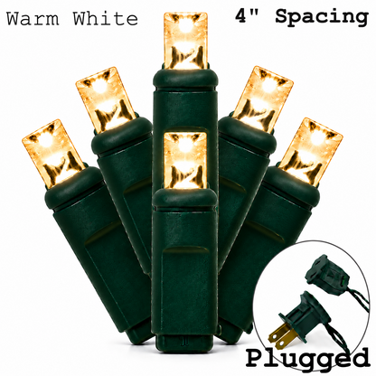 Warm White 5MM LED Light Set - 70 Lights - 4" Spacing - Green Wire — view 1