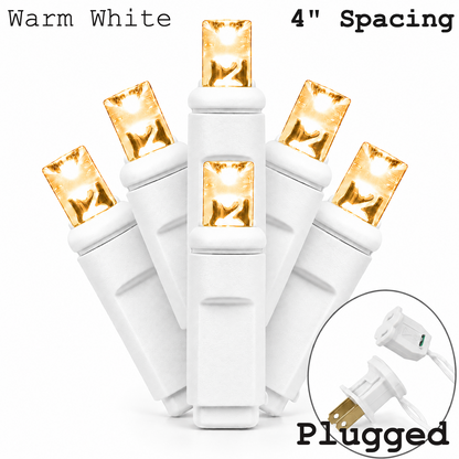 Warm White 5MM LED Light Set - 70 Lights - 4" Spacing - White Wire — view 1