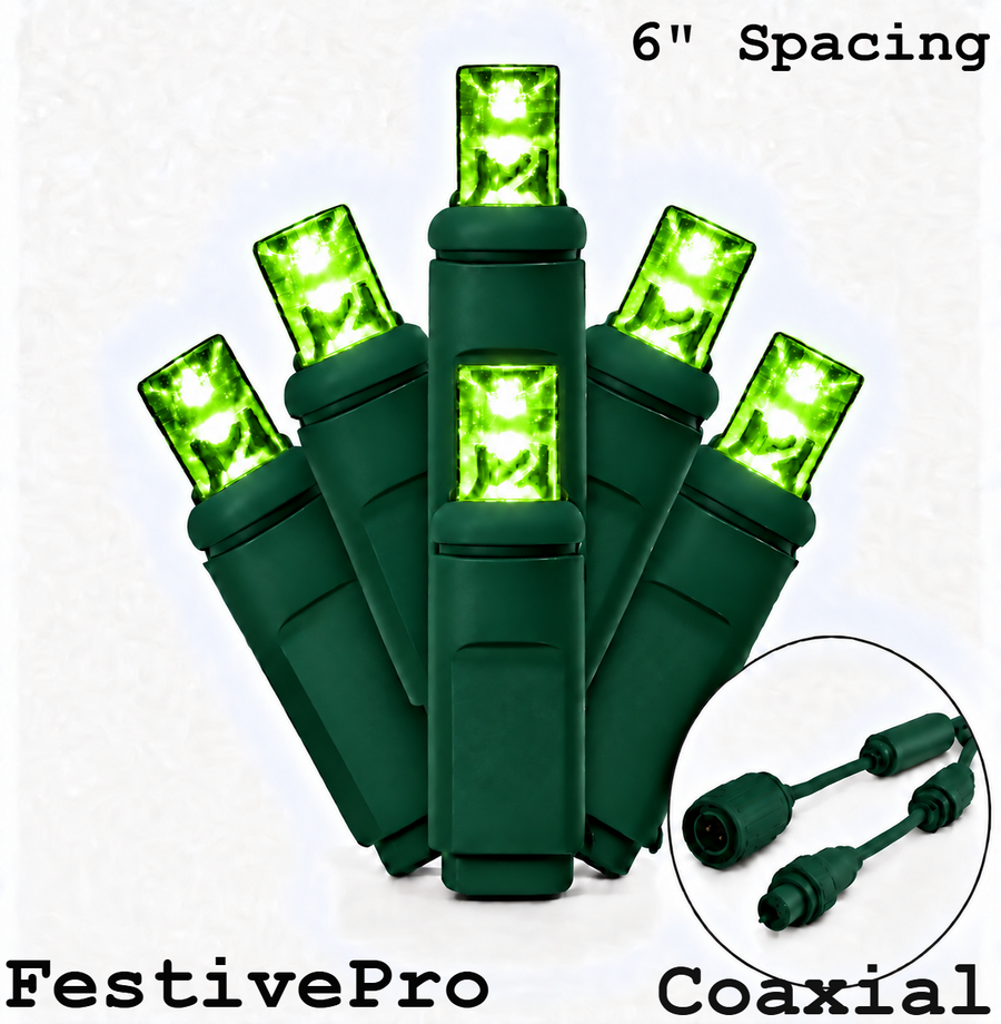 Lime FestivePro 5MM LED Light Set - 50 Lights - 6" Spacing - Green Wire Lime- 50 Ct - 6"- Green