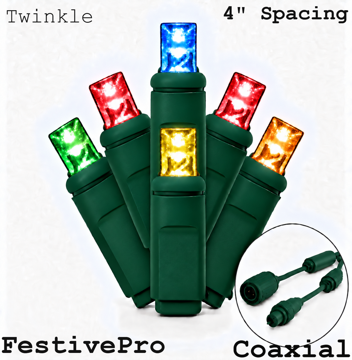 Multicolor FestivePro 5MM LED Light Set - 70 Lights - Twinkle - 4" Spacing - Green Wire — view 1