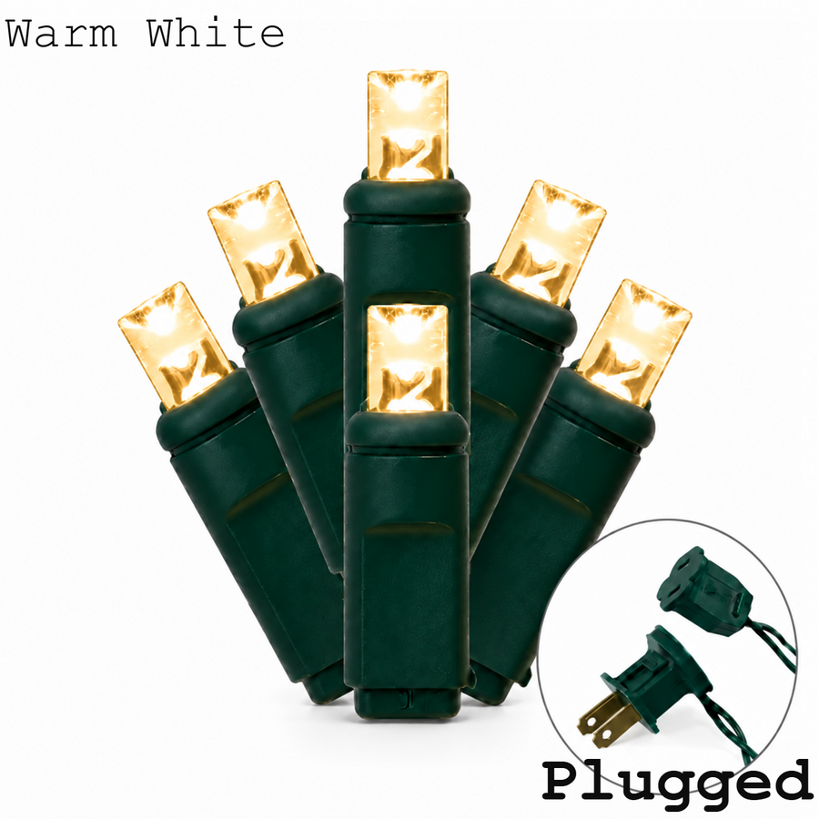 Low Voltage 5MM LED Light Set - 48 Lights - Warm White - Green Wire Warm White- Green