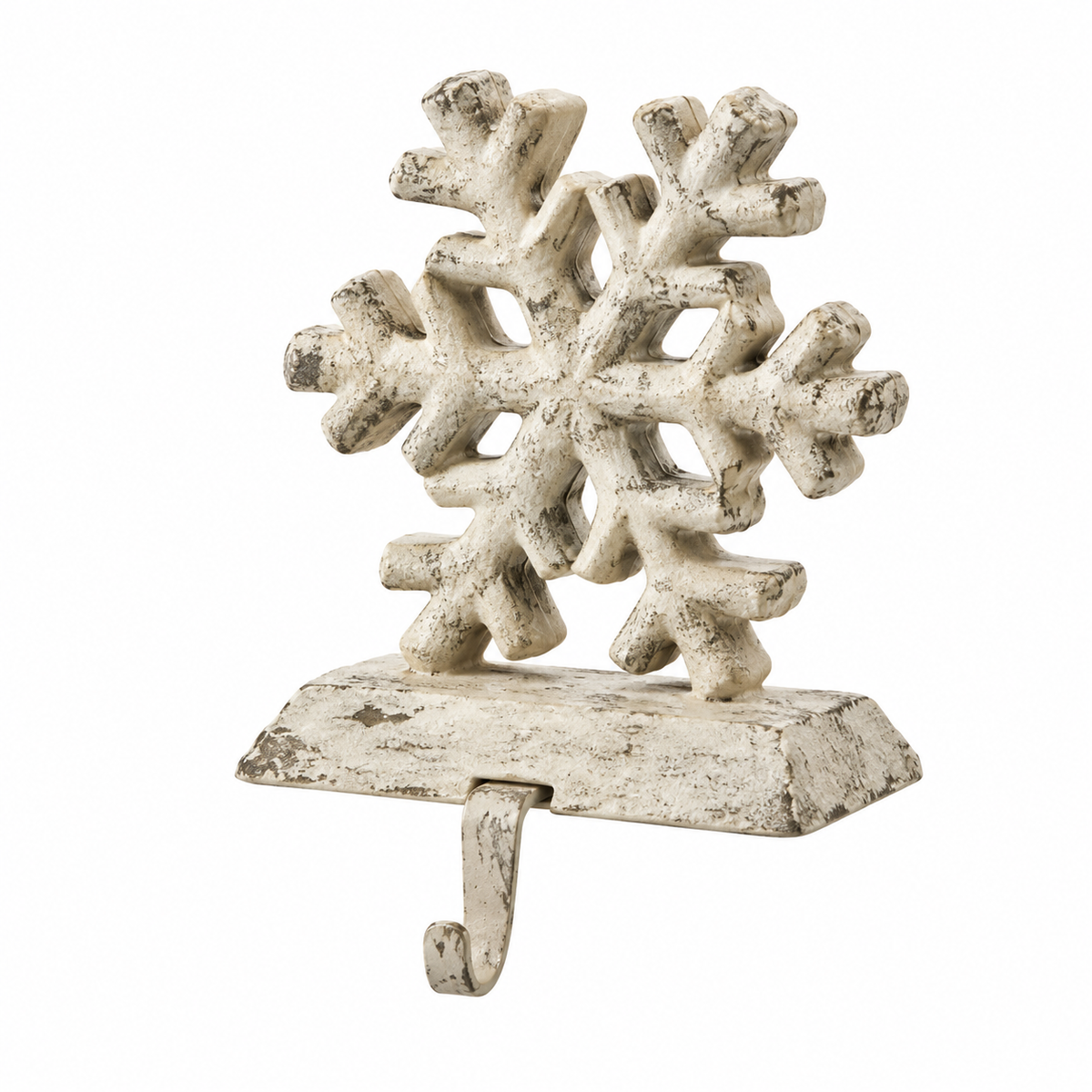 6.5" Birch Snowflake Stocking Holder - White — view 1