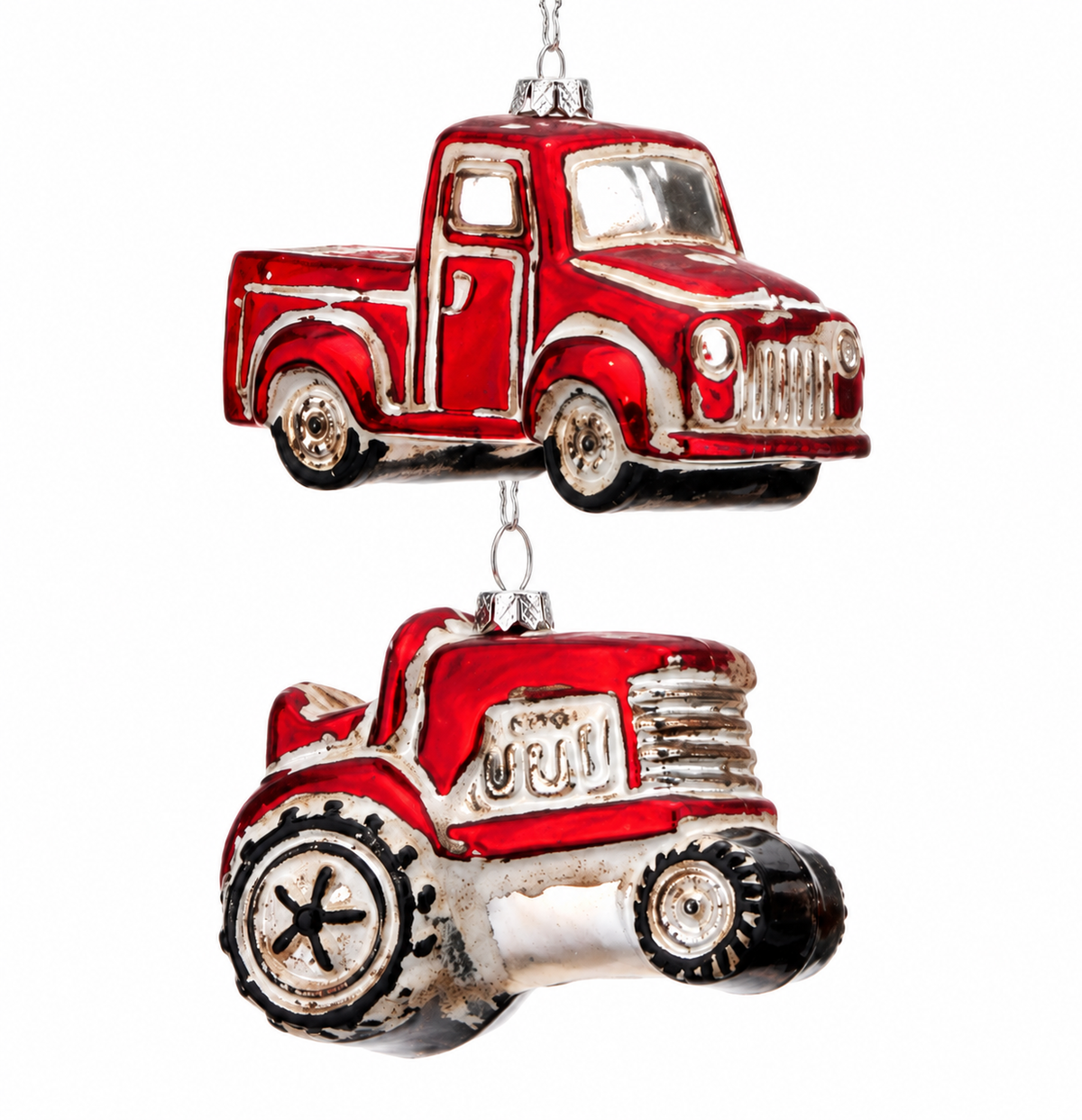 3.5" Antique Farm Tractor & Truck Ornament Set - Set of 2 — view 1
