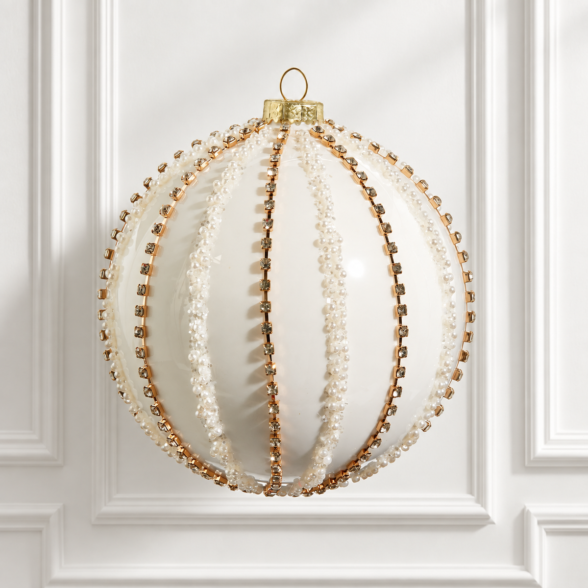 5" Rhinestone and Pearl Ball Ornament