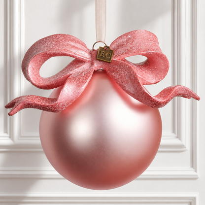 5.5" Pink Ribbon Ball Ornament