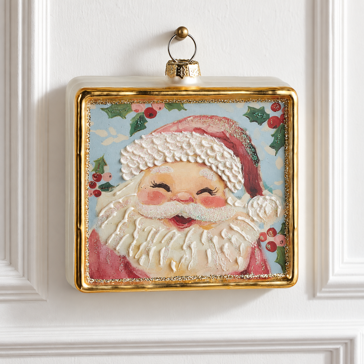 4" Jolly St. Nick Square Ornament