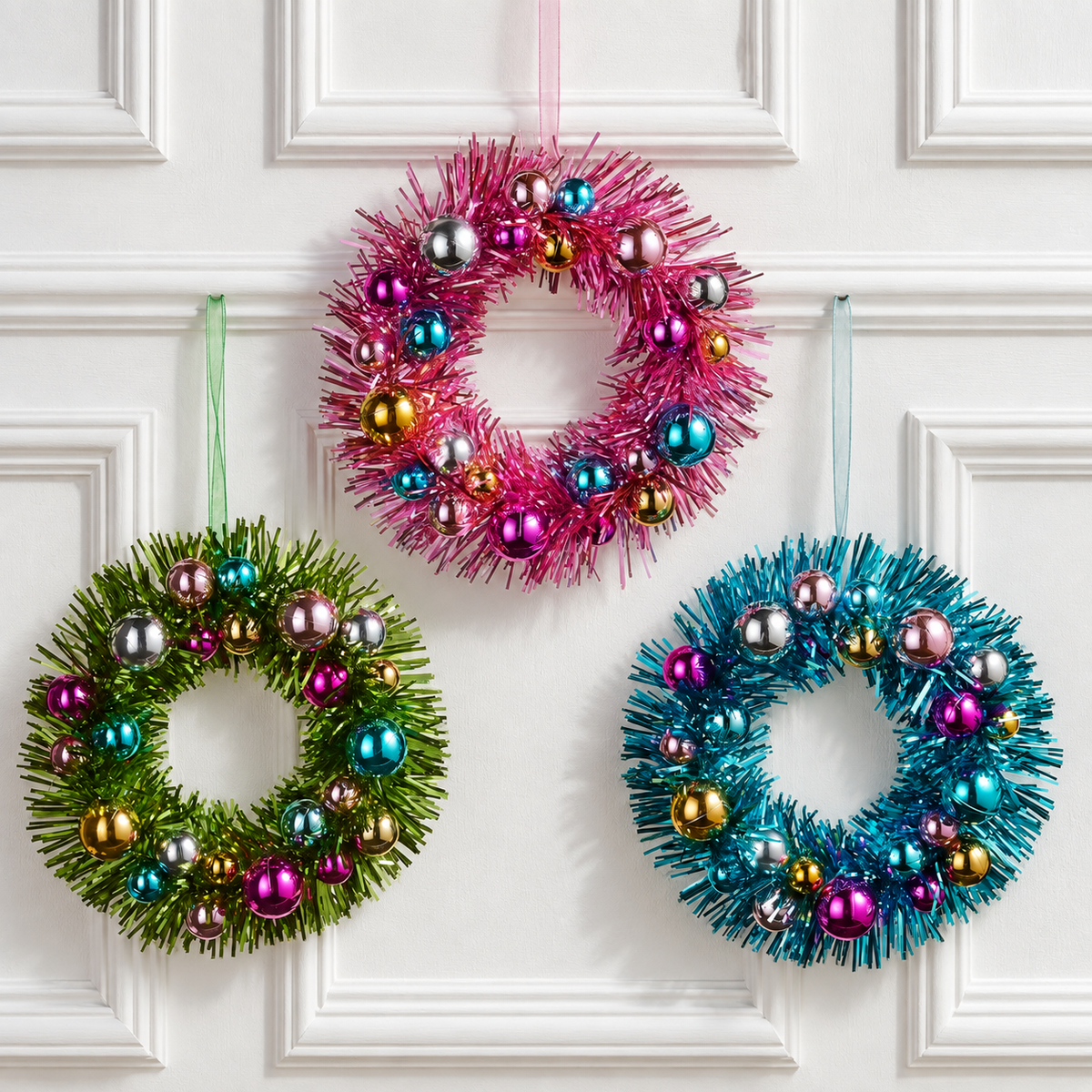 7" Tinsel Wreath Ornament