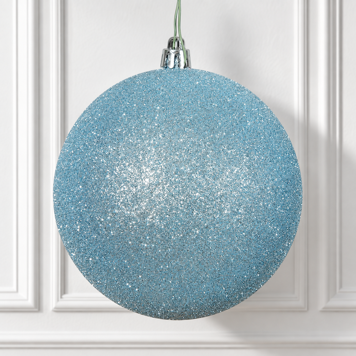4" Shatterproof Ball Ornament - Baby Blue - Glitter - Bag of 6 — view 2
