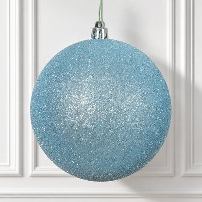 4" Shatterproof Ball Ornament - Baby Blue - Glitter - Bag of 6 — view 2