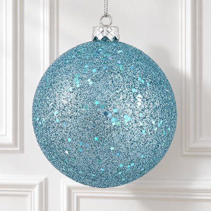 4" Shatterproof Ball Ornament - Baby Blue - Sequin - Bag of 6 — view 2