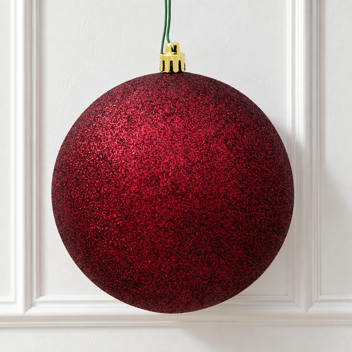 4" Shatterproof Ball Ornament - Burgundy - Glitter - Bag of 6 — view 2