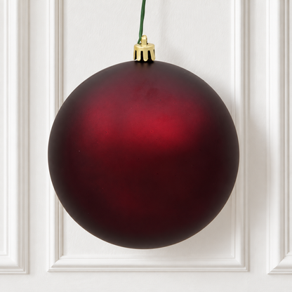 4" Shatterproof Ball Ornament - Burgundy - Matte - UV Treated - Bag of 6 — view 2