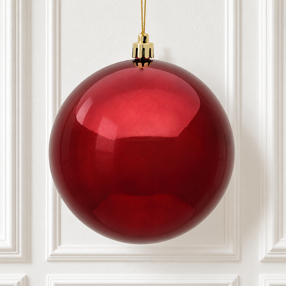 4" Shatterproof Ball Ornament - Burgundy - Shiny - UV Treated - Bag of 6 — view 2