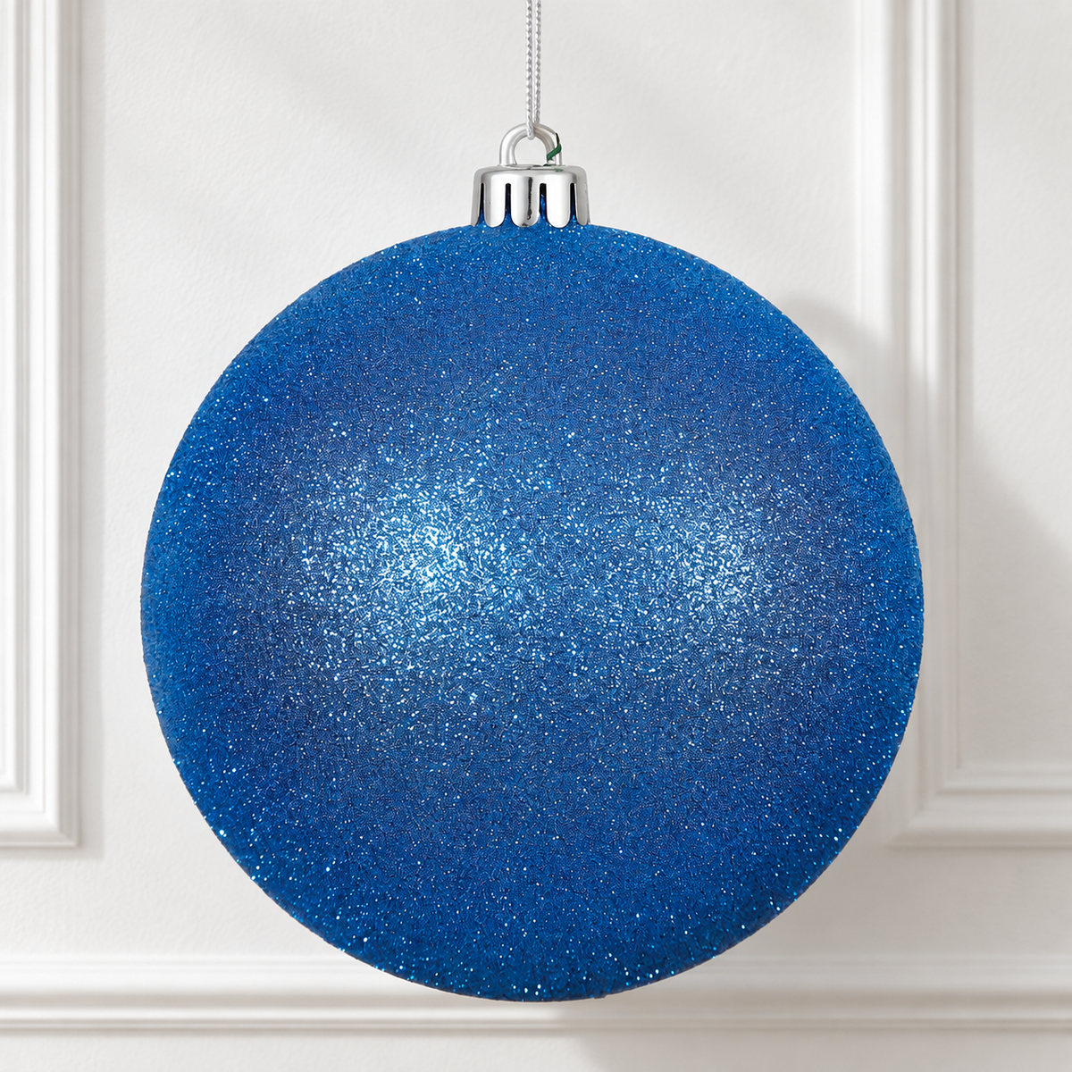 4" Shatterproof Ball Ornament - Blue - Glitter - Bag of 6 — view 2