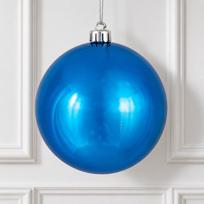 4" Shatterproof Ball Ornament - Blue - Shiny - UV Treated - Bag of 6 — view 2