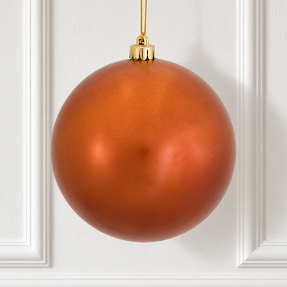 4" Shatterproof Ball Ornament - Burnished Orange - Candy - UV Treated - Bag of 6 — view 2